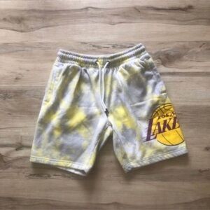 NBA Yellow and Gray Athletic Shorts with Lakers Logo